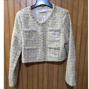 Glory Connection Tweed Jacket Sequin Embellished Party Career Blazer S